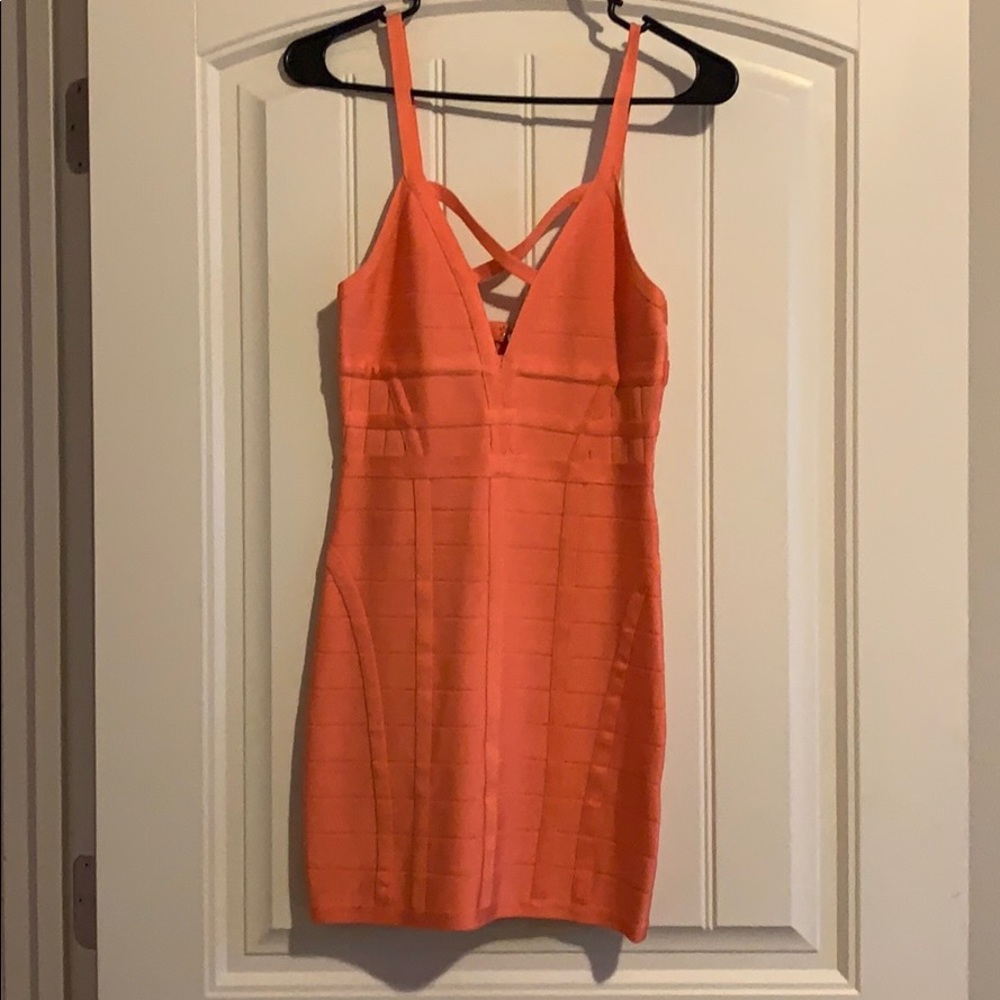 Coral mini dress from BeBe